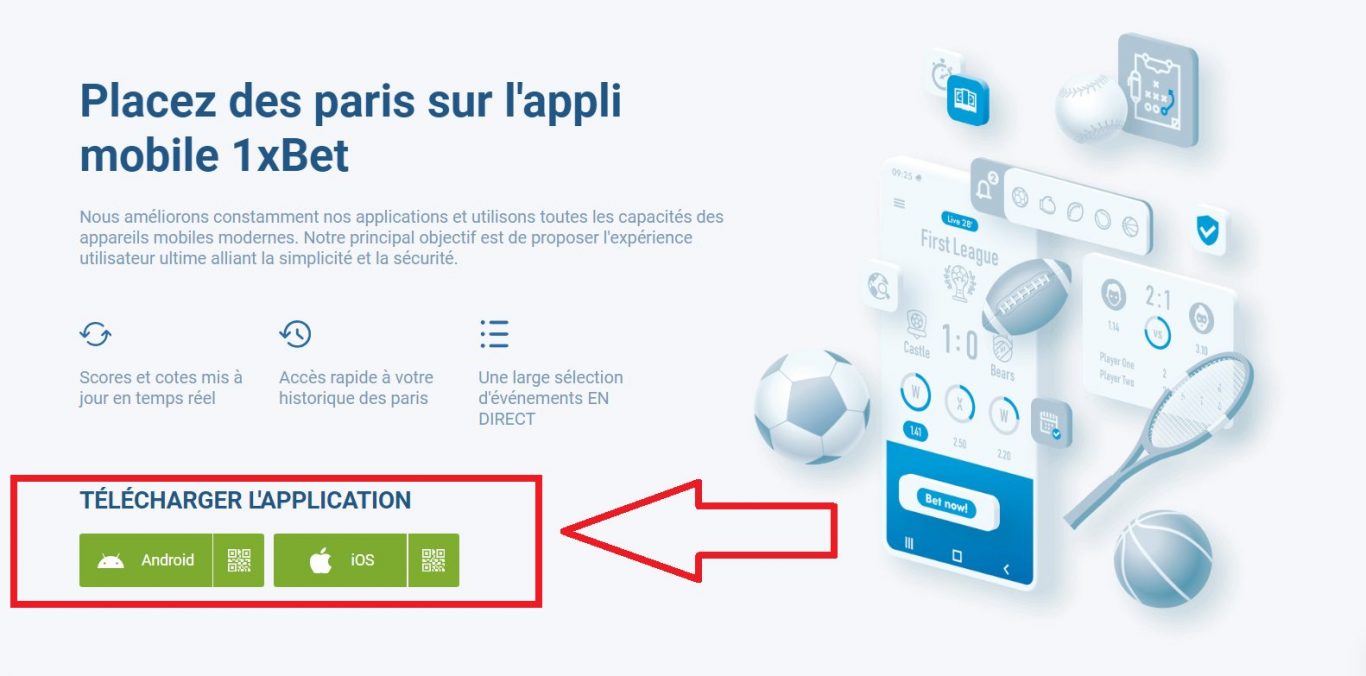 Accès à 1xBet app pour différents systèmes d'exploitation